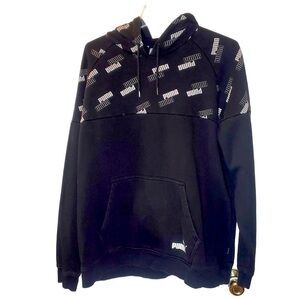 PUMA Athletic Sweatshirt Mens Hoodie Power AOP Logo Sports Hooded Size Small